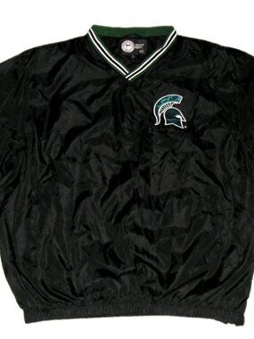 Michigan State Spartans Mens Wind Jacket Windbreaker Sz. Medium Black Color New